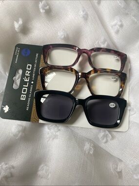 Women's 3-Pack Reading Glasses – Black, Tortoiseshell, Purple